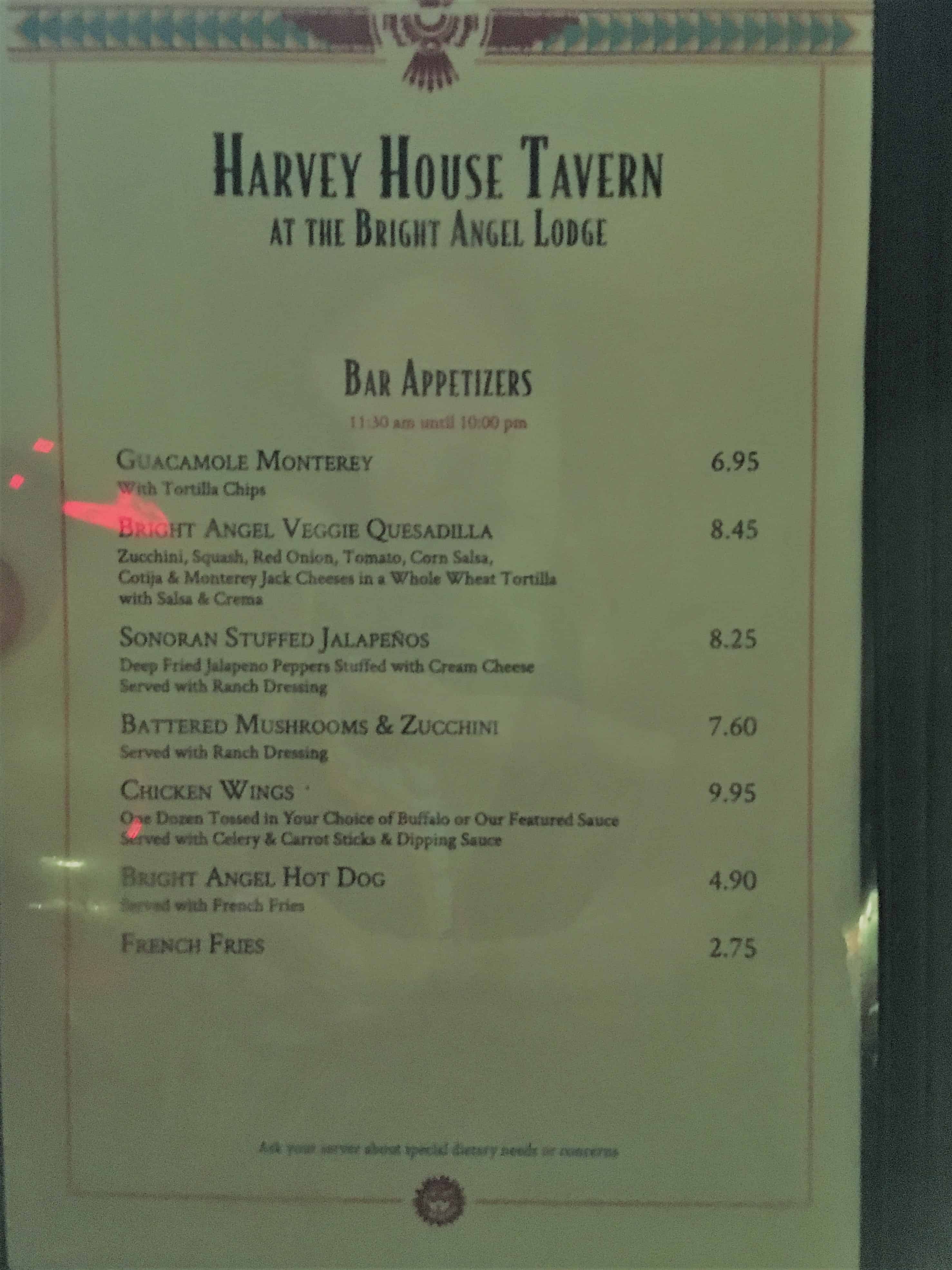 Menu at Harvey House Tavern - Odyssey Camper